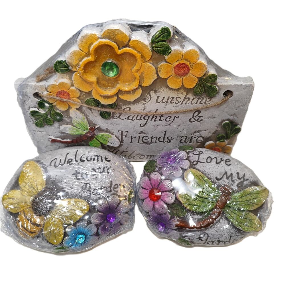 Butterfly Dragonfly Floral Garden Stone Bundle